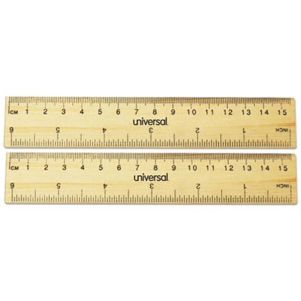 Universal Office Products UNV 6 in. Flat Wood Ruler, Standard & Metric 59024 - main